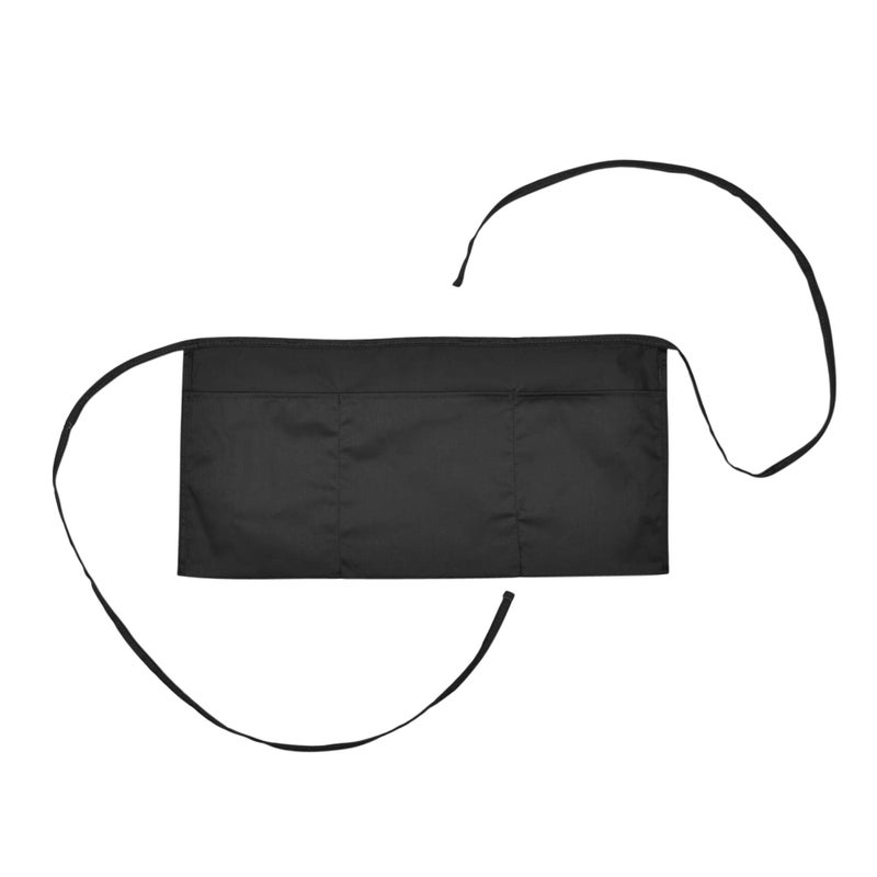 DALIX Waist Aprons Commercial Restaurant Home Bib Spun Poly Cotton Kitchen (3 Pockets) in Black - Image 1